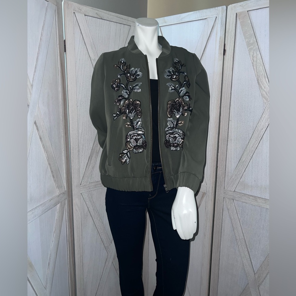 Chico’s Green Bomber Jacket